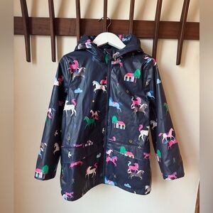 Joules horse print fleece lined hooded raincoat - size 8Y